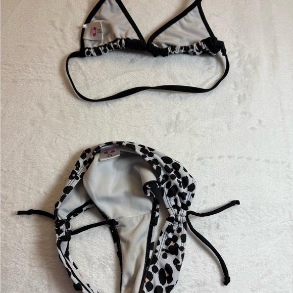 Shekini Swimwear Cheetah Print Bikini with Black Trim Girls 6/8 - Picture 3 of 5